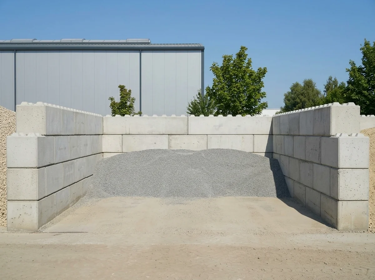 Brechsand 0/2 in der Betonbox am Lagerplatz von BBV König