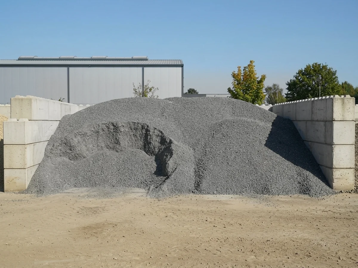 Edelsplitt 2/5 in der Betonbox am Lagerplatz von BBV König