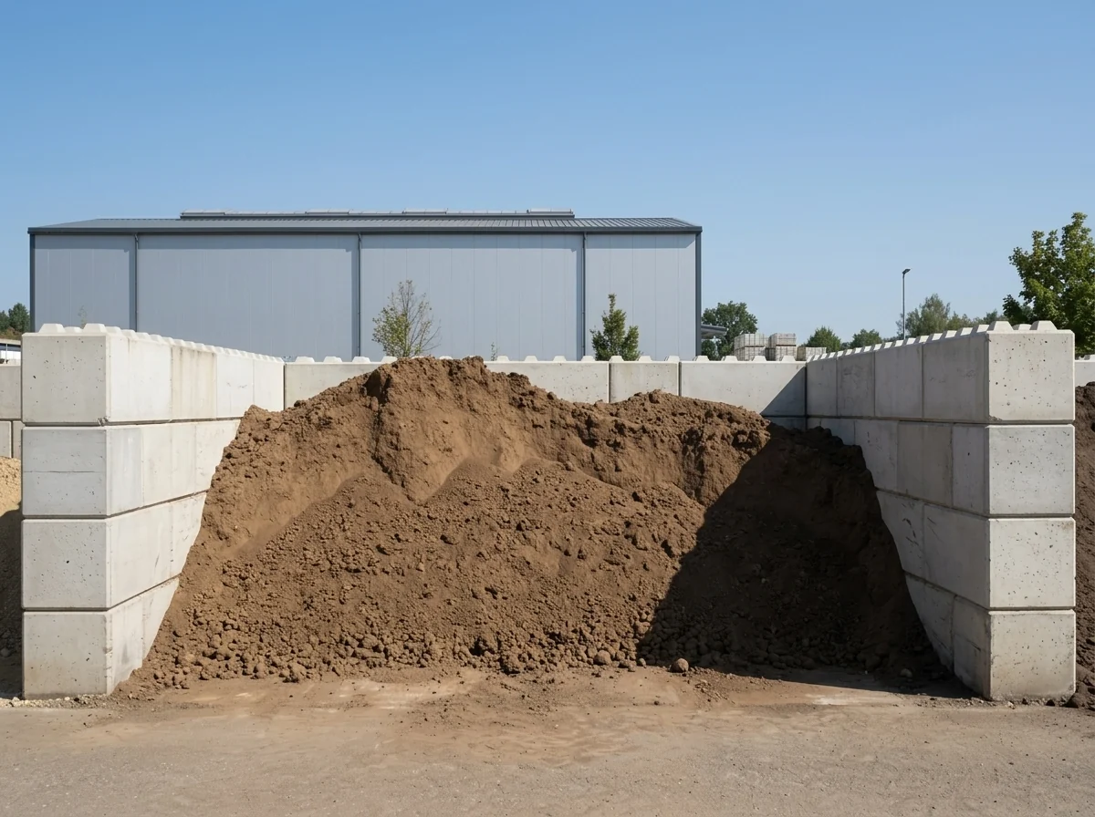Gesiebter Boden 10 mm in der Betonbox am Lagerplatz von BBV König
