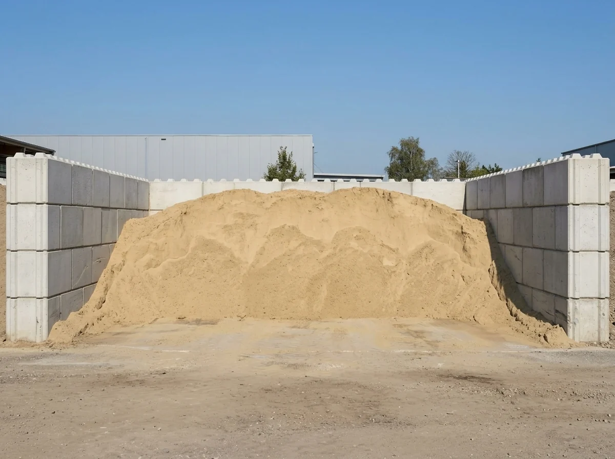 Sand 0/2 in der Betonbox am Lagerplatz von BBV König
